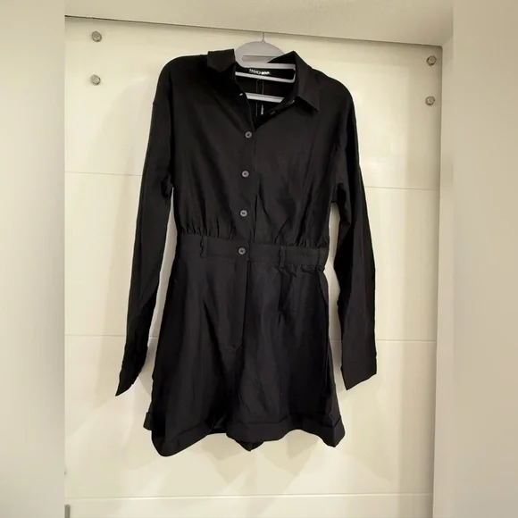 Fashion Nova Always My Way Long Sleeve Romper in Black. Small. NWT. - Picture 4 of 7